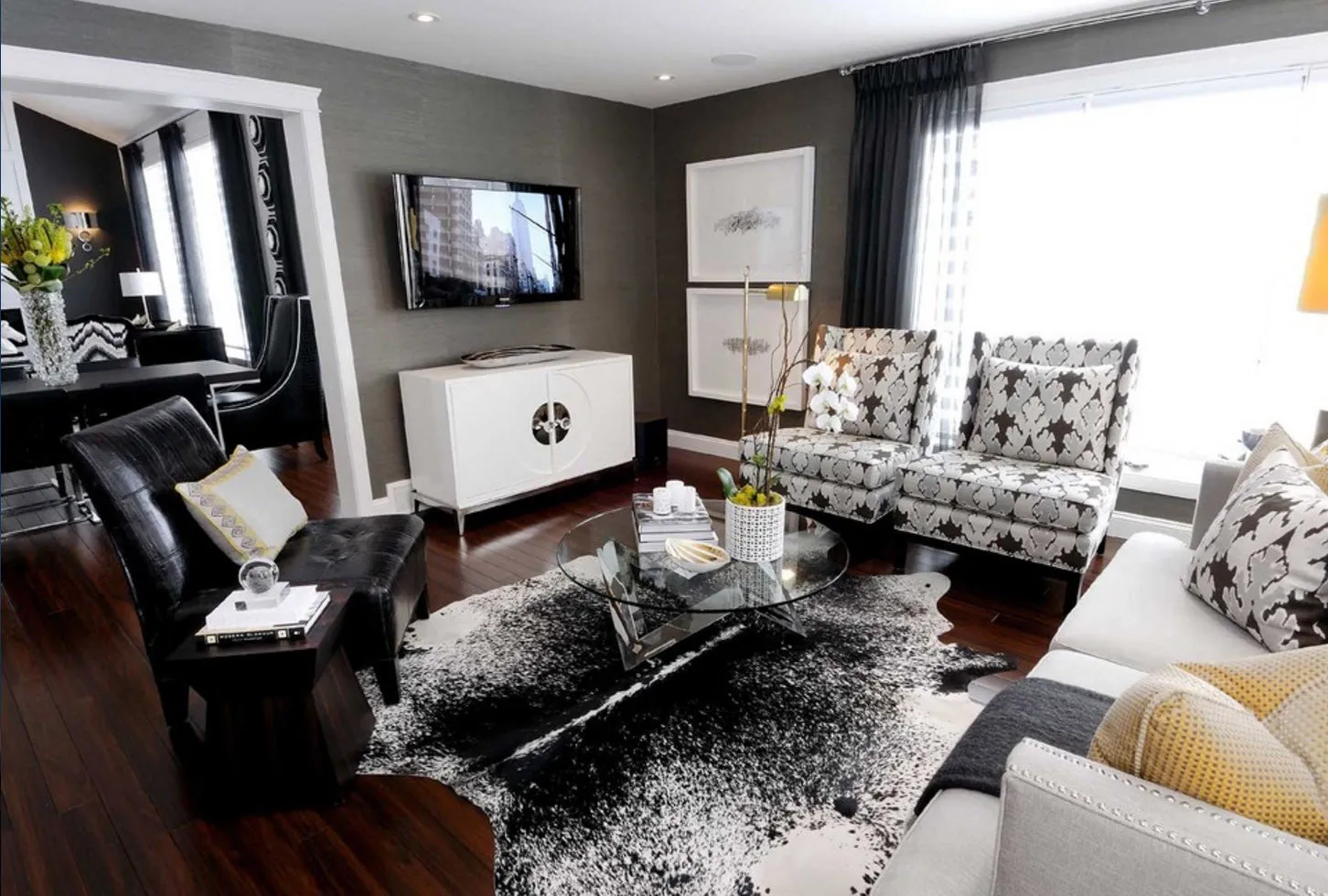 Black Salt and Pepper Cowhide Rug - Large