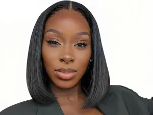 BodiModi SilkElegance Affordable Luxury Human Hair Straight Bob Wig - Brazilian Lace Front Remy Silky Straight Wig