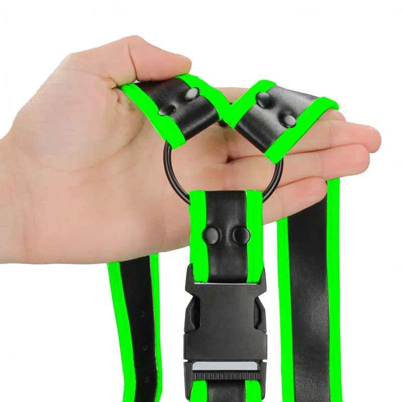 Bonded Leather Buckle Harness - Large/xlarge -  Glow in the Dark