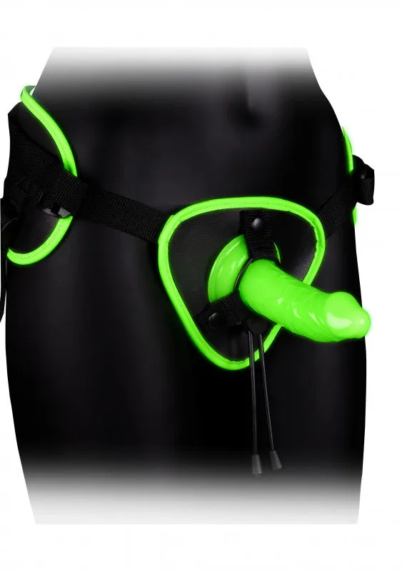 Bonded Leather Strap-on With Silicone  5.7  Inch - Glow in the Dark