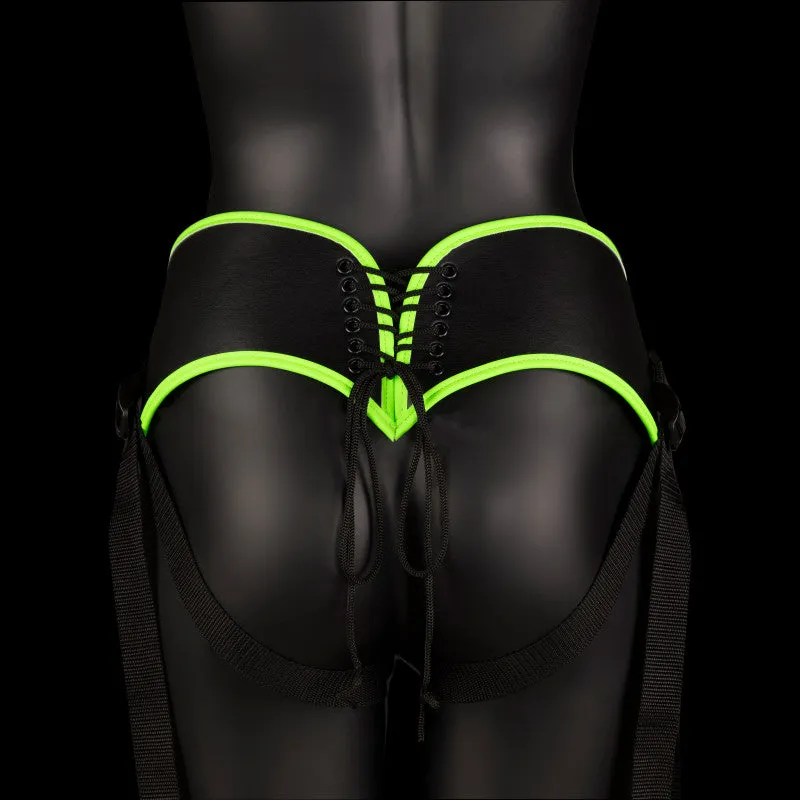 Bonded Leather Strap-on With Silicone  5.7  Inch - Glow in the Dark