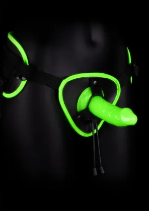 Bonded Leather Strap-on With Silicone  5.7  Inch - Glow in the Dark