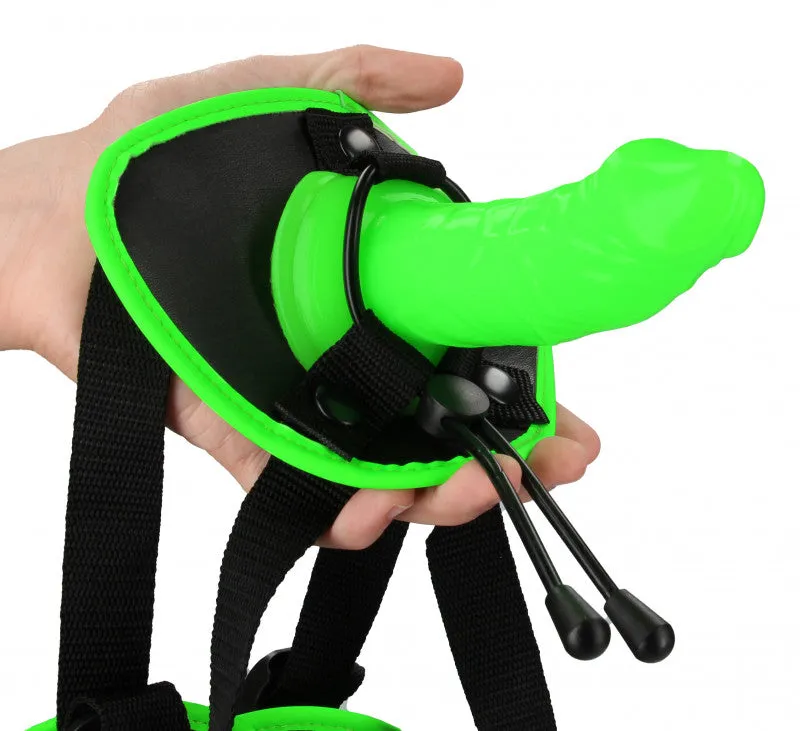 Bonded Leather Strap-on With Silicone  5.7  Inch - Glow in the Dark