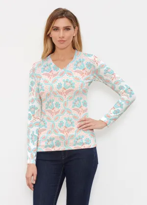 Braided Flower (7932) ~ Butterknit Long Sleeve V-Neck Top