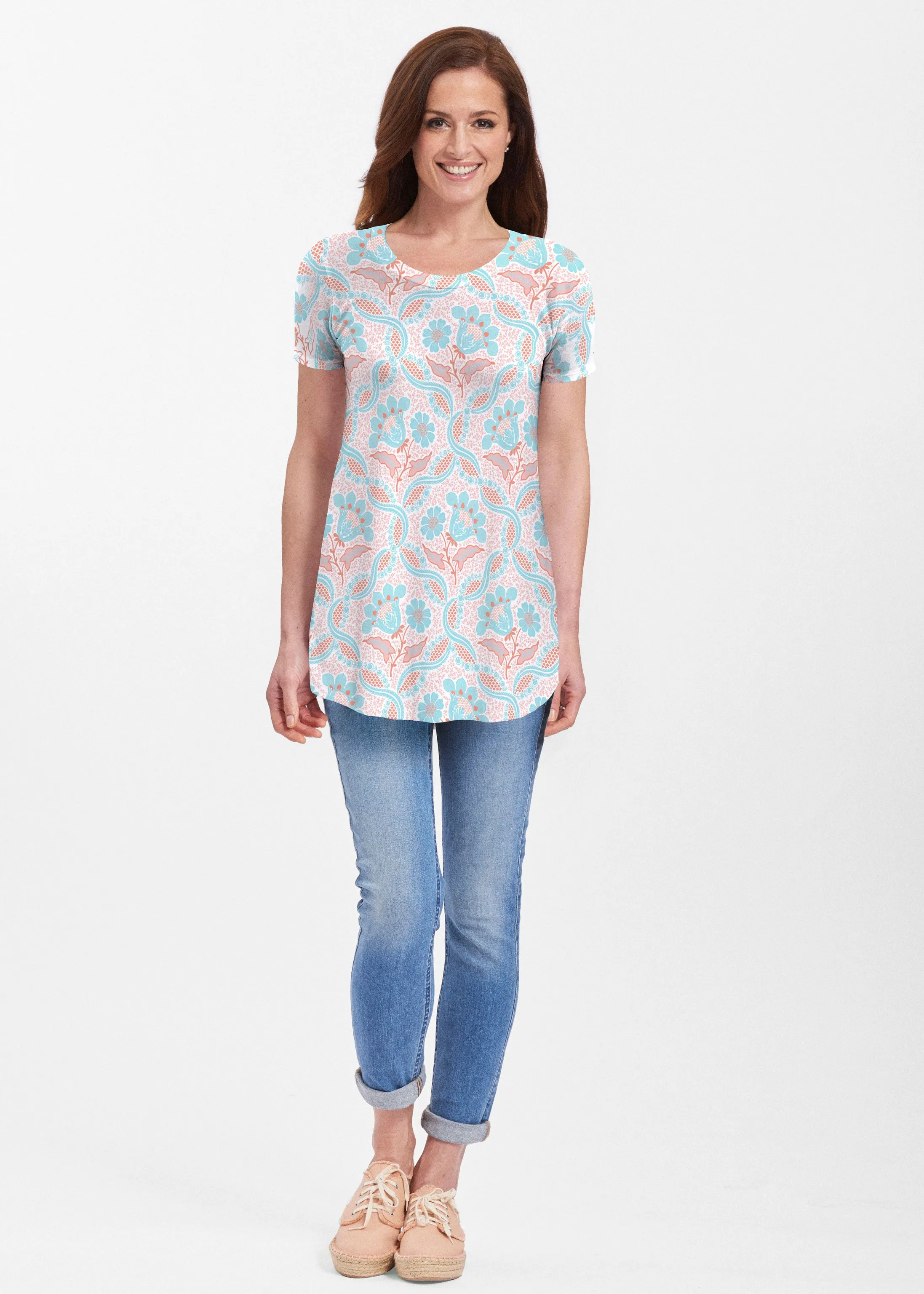 Braided Flower (7932) ~ Short Sleeve Butterknit tunic