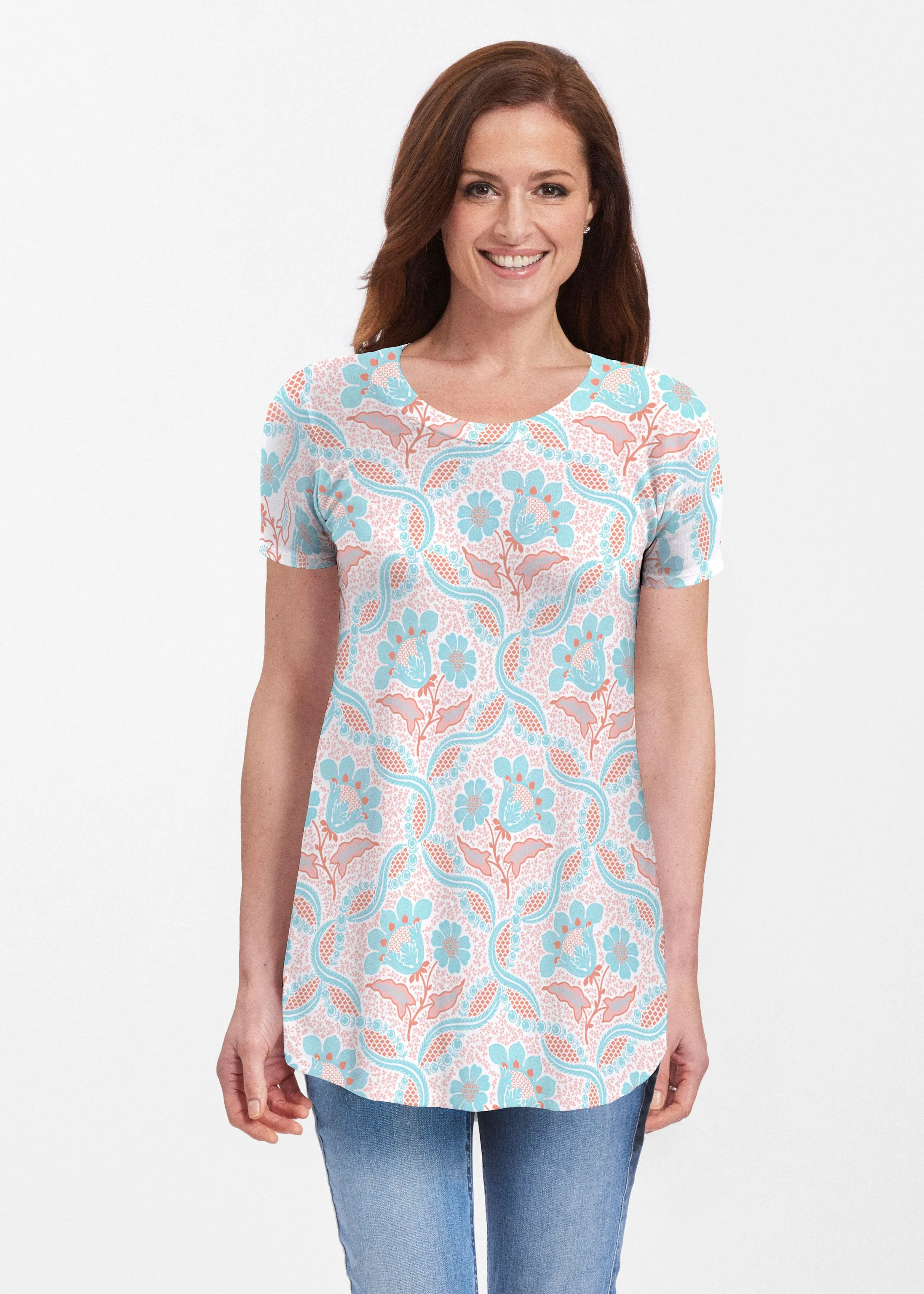 Braided Flower (7932) ~ Short Sleeve Butterknit tunic