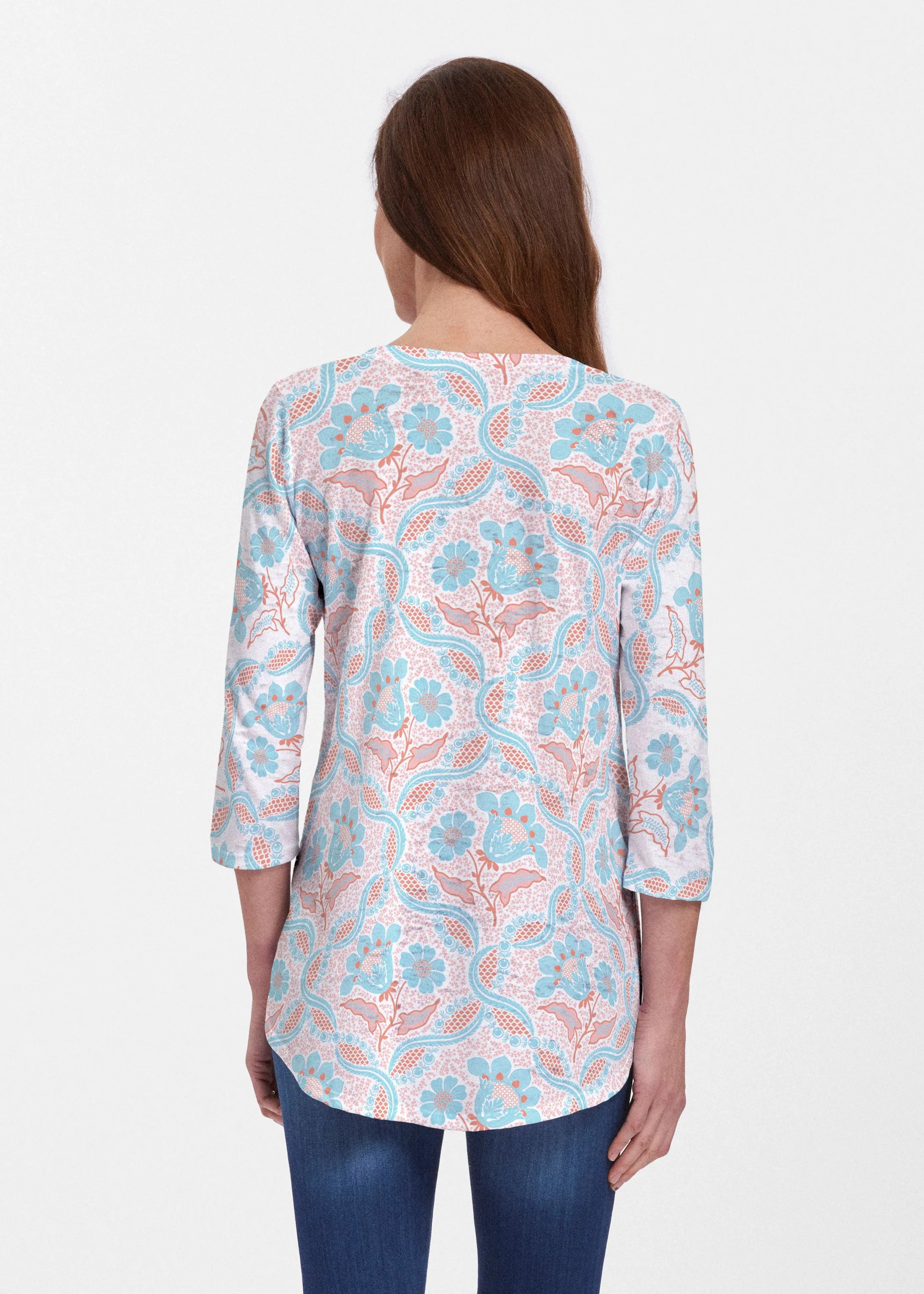 Braided Flower (7932) ~ V-neck Flowy Tunic