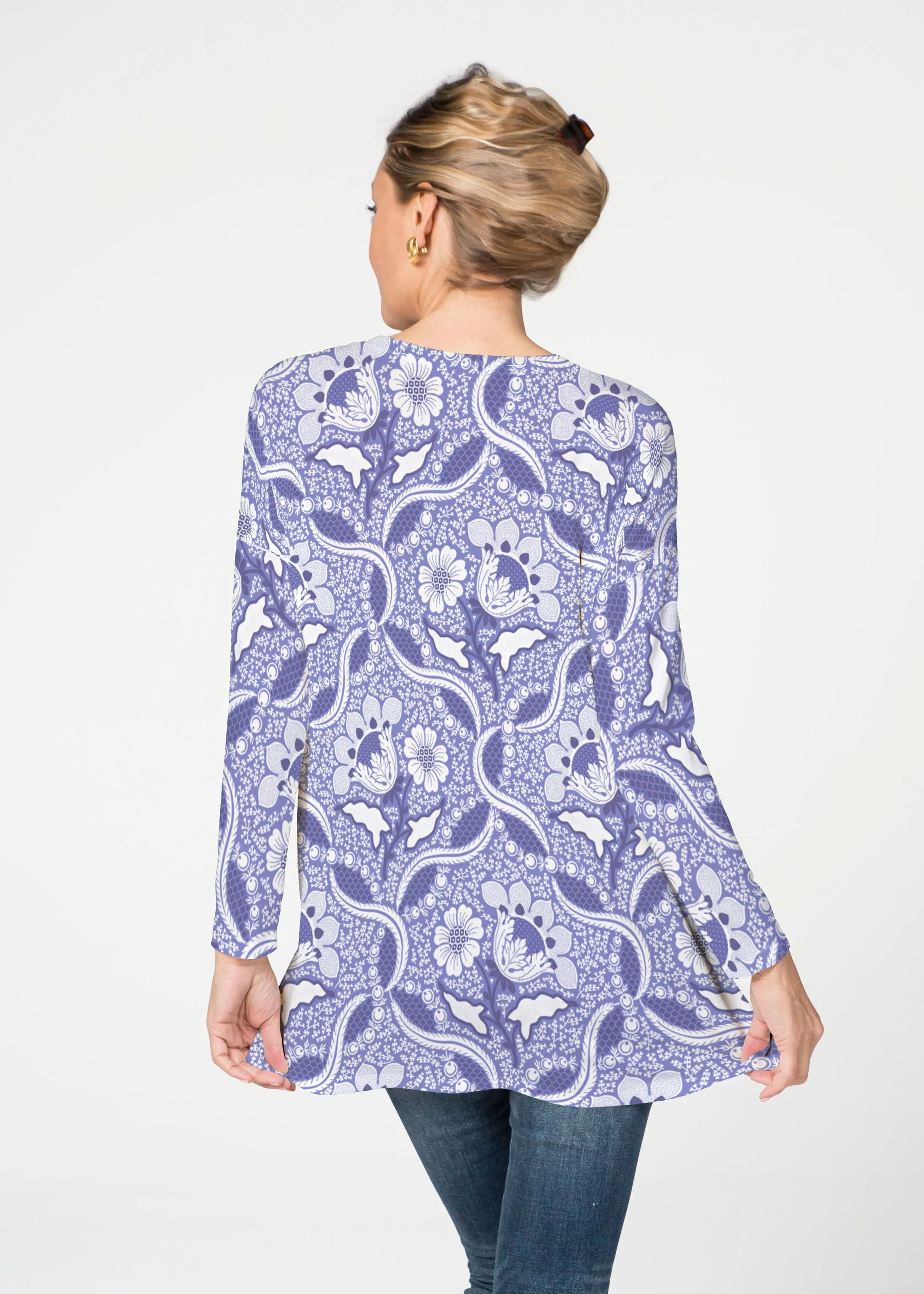 Braided Flower Navy (7917) ~ Slouchy Butterknit Top