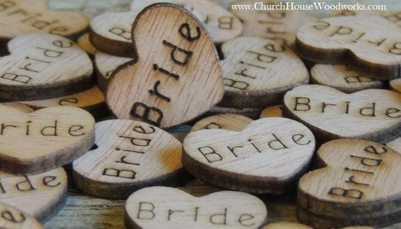 Bride Wood Hearts - 100 ct - 1/2 inch