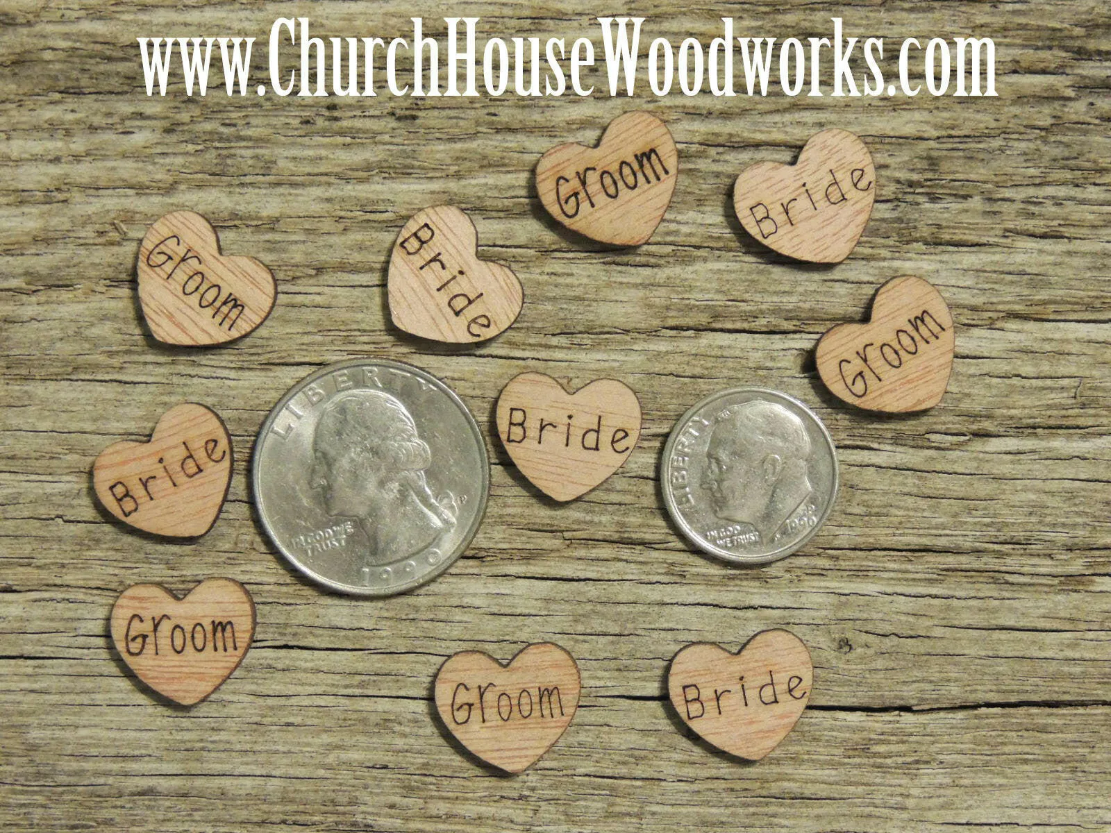 Bride Wood Hearts - 100 ct - 1/2 inch
