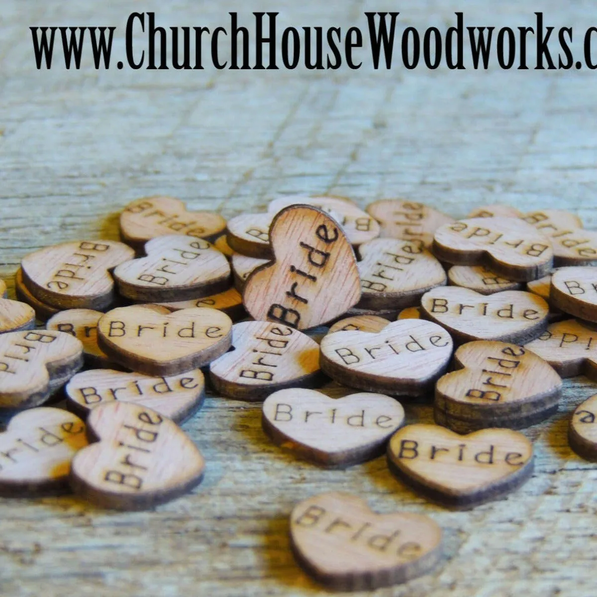 Bride Wood Hearts - 100 ct - 1/2 inch