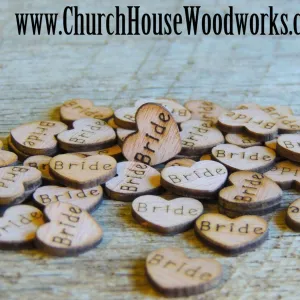 Bride Wood Hearts - 100 ct - 1/2 inch