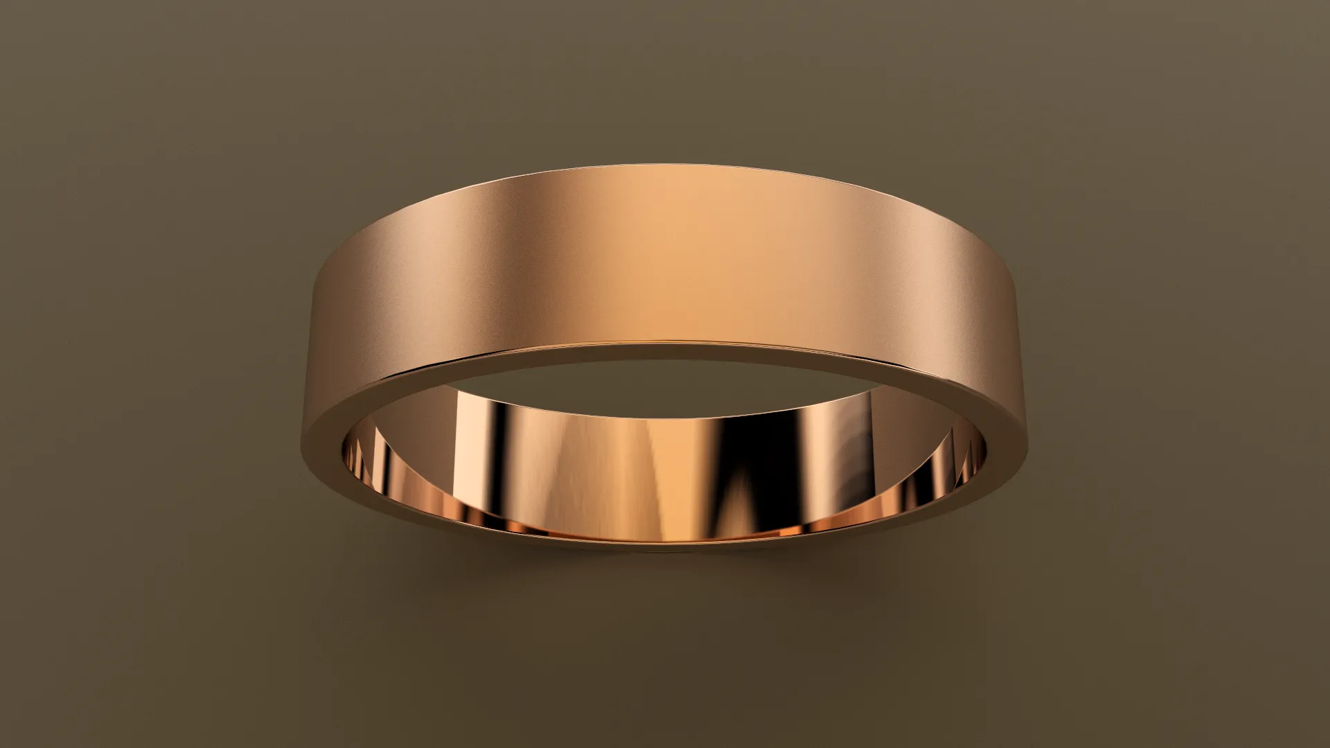 Brushed Rose Gold 5mm Flat Wedding Band