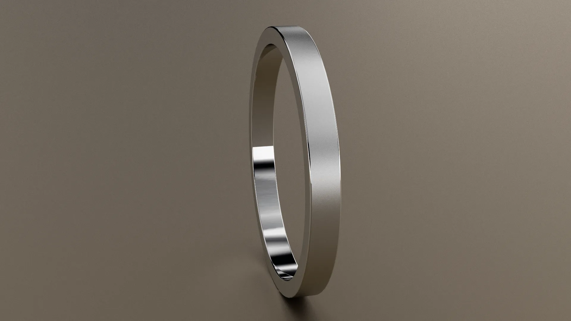 Brushed White Gold 2mm Flat Wedding Band