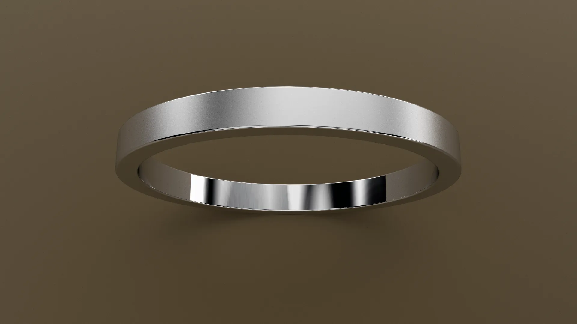 Brushed White Gold 2mm Flat Wedding Band