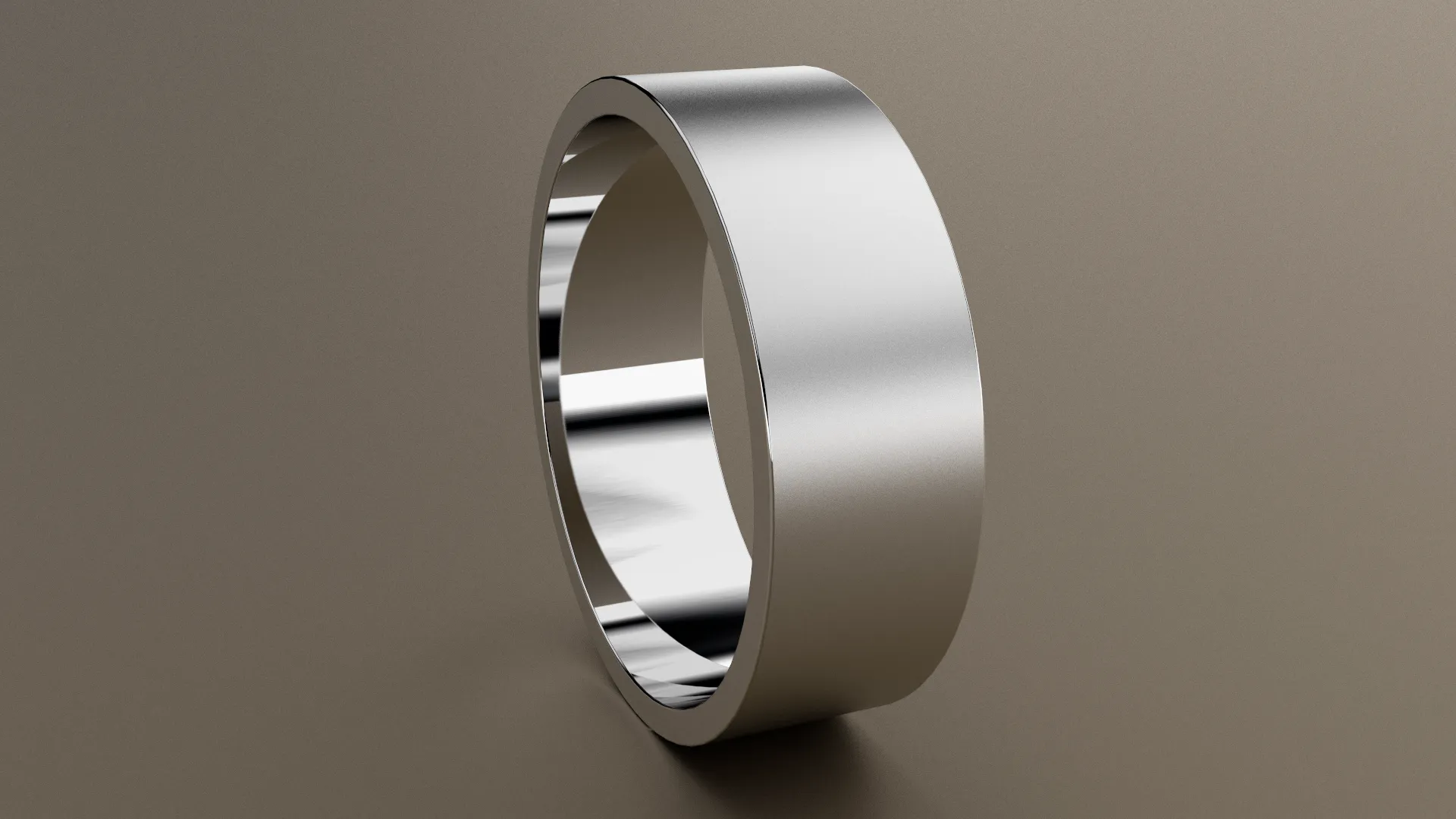 Brushed White Gold 7mm Flat Wedding Band