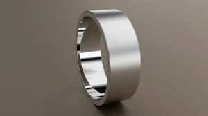 Brushed White Gold 7mm Flat Wedding Band