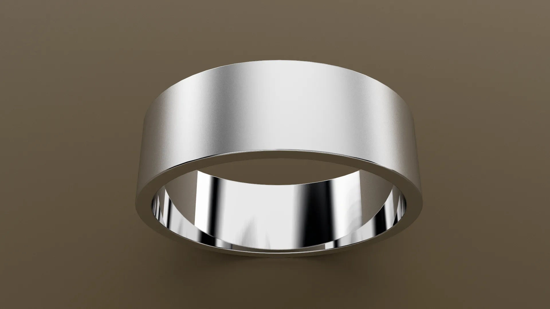 Brushed White Gold 7mm Flat Wedding Band