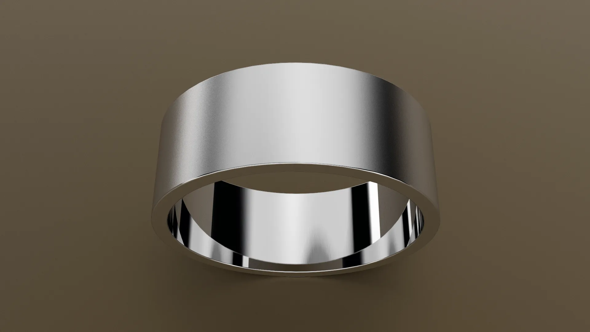 Brushed White Gold 8mm Flat Wedding Band