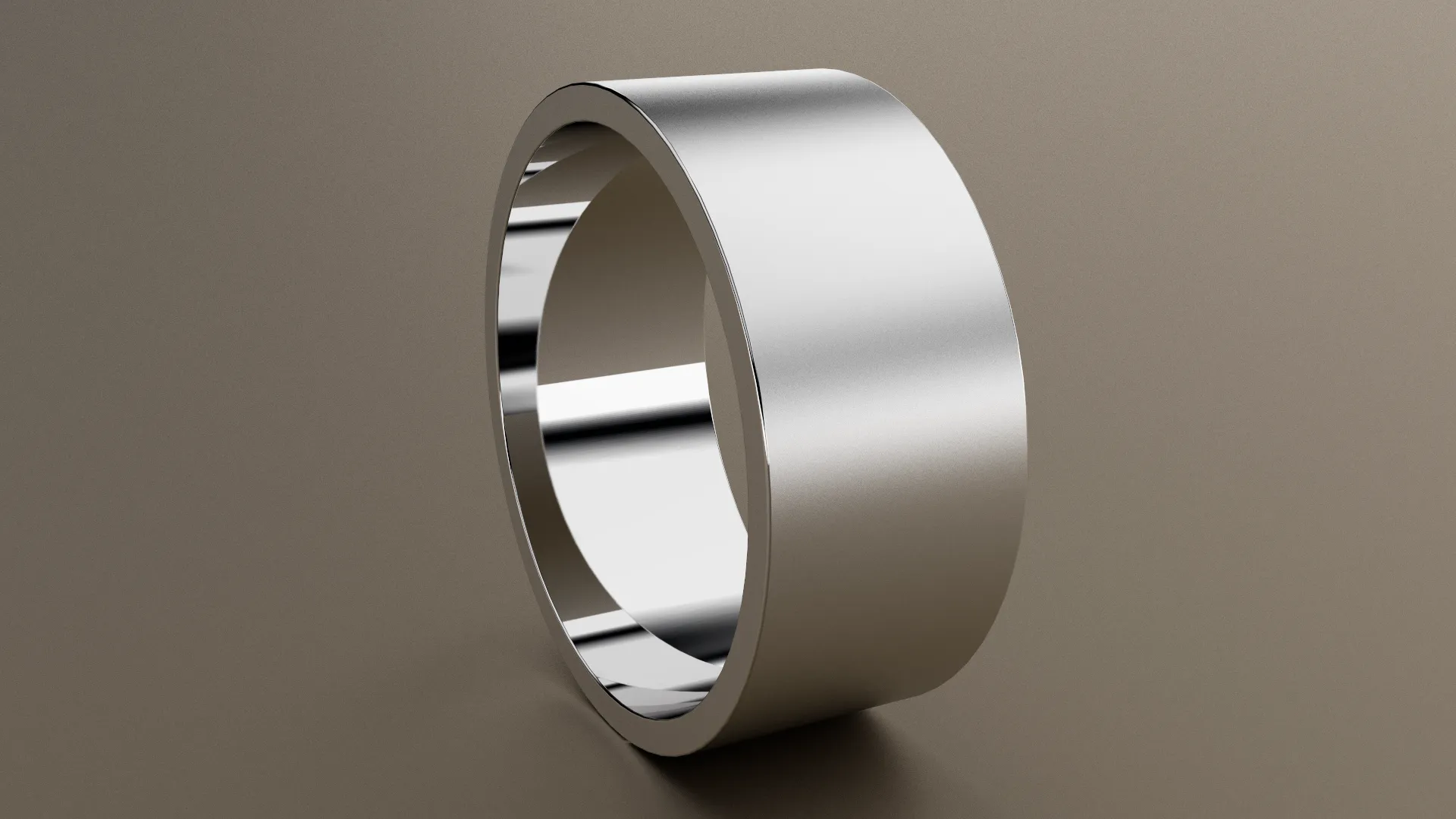 Brushed White Gold 9mm Flat Wedding Band