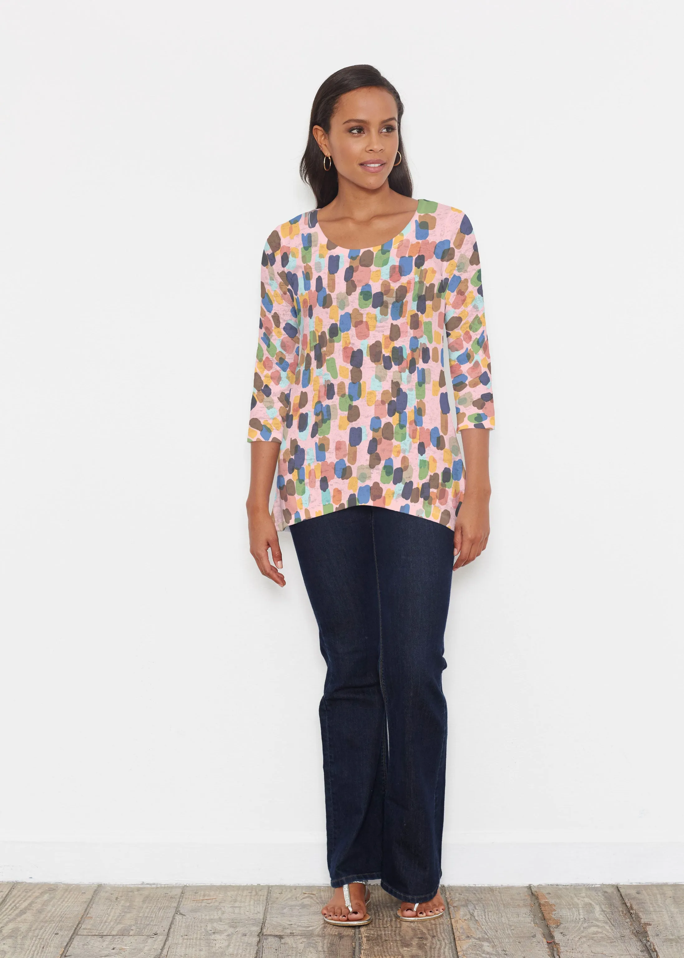 Brushstroke Multi (14293) ~ Katherine Hi-Lo Thermal Tunic