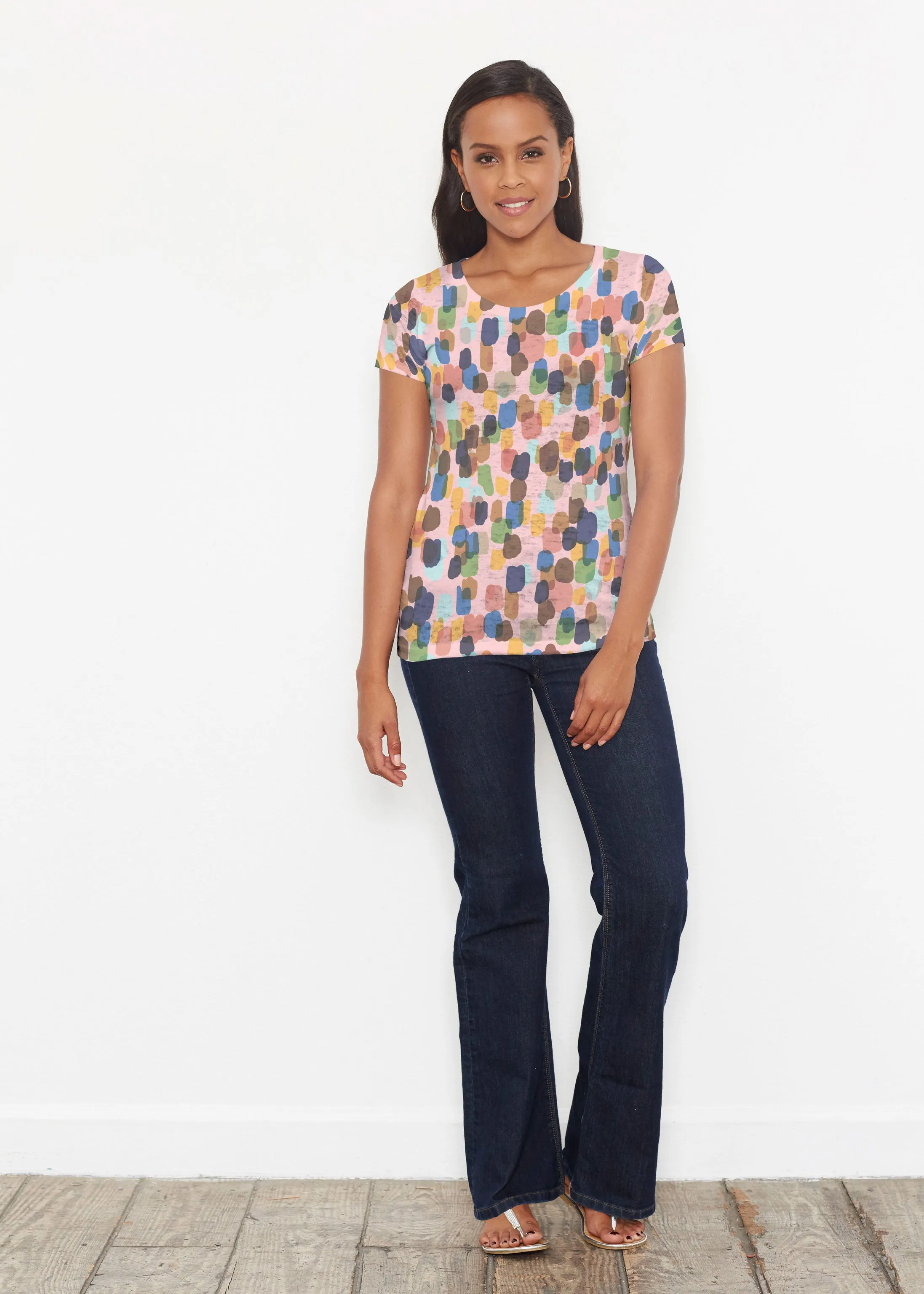 Brushstroke Multi (14293) ~ Short Sleeve Scoop Shirt