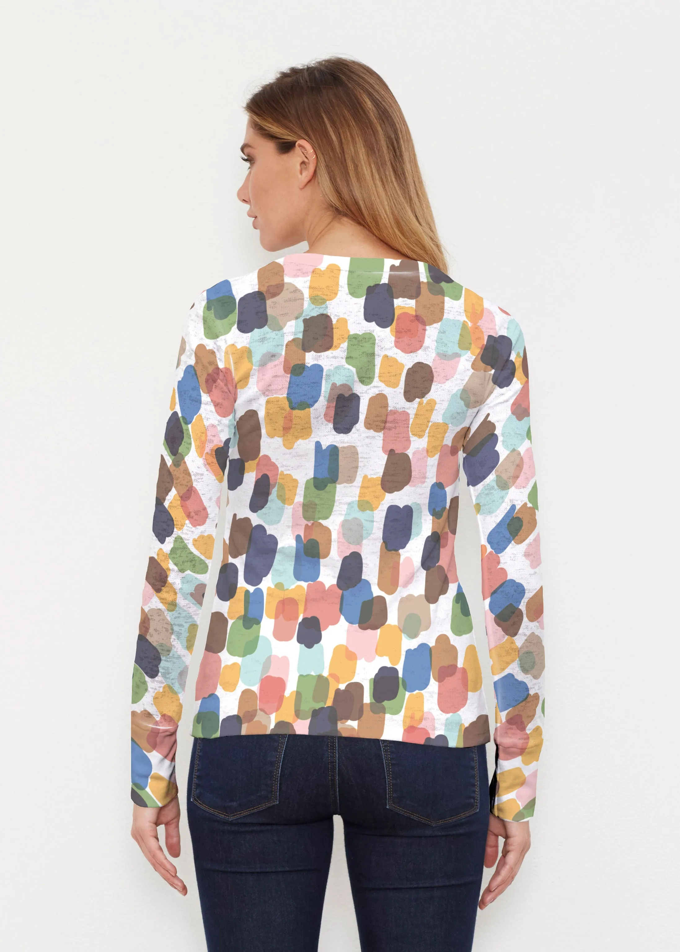Brushstroke Multi (14293) ~ Thermal Long Sleeve Crew Shirt