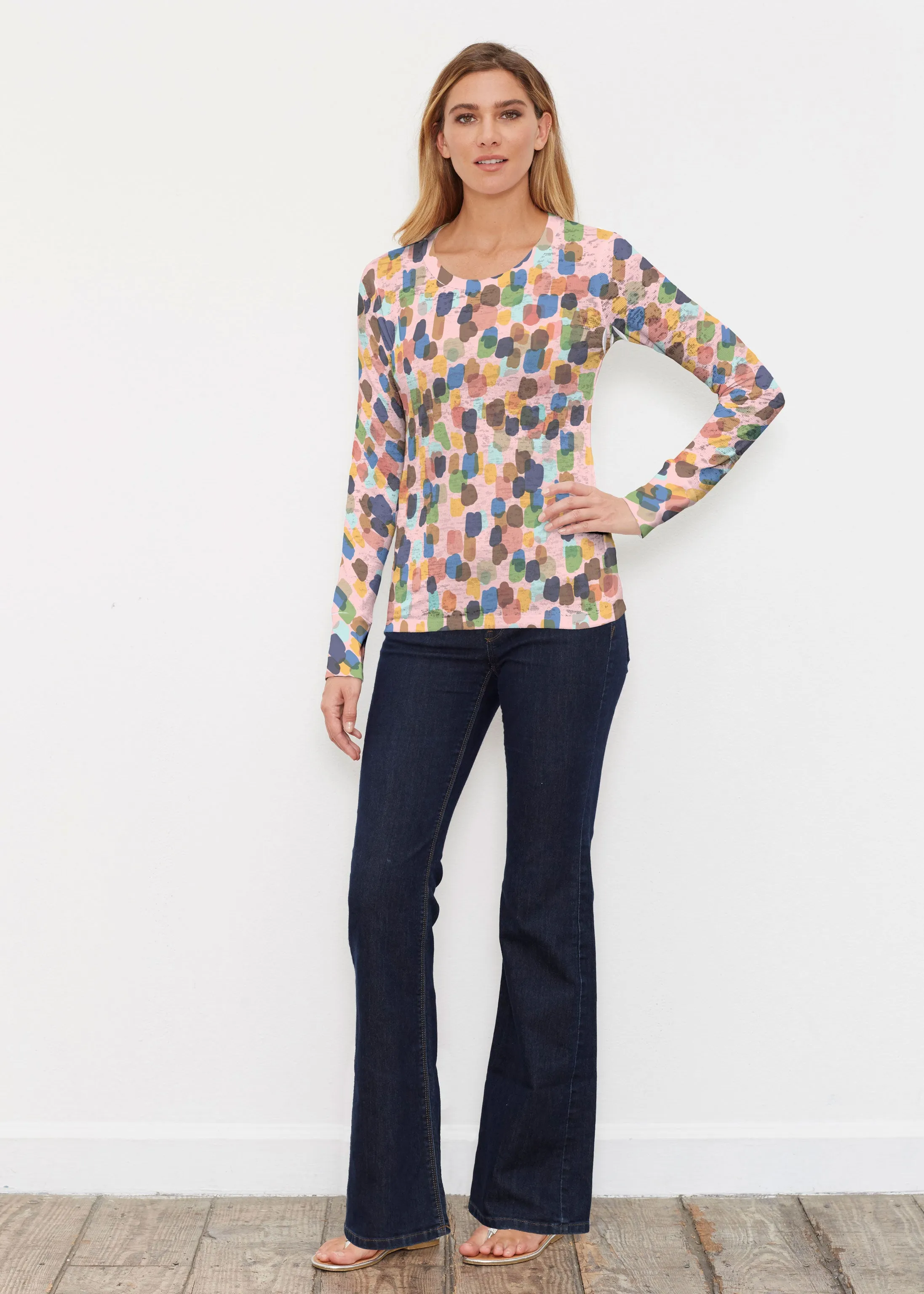 Brushstroke Multi (14293) ~ Thermal Long Sleeve Crew Shirt