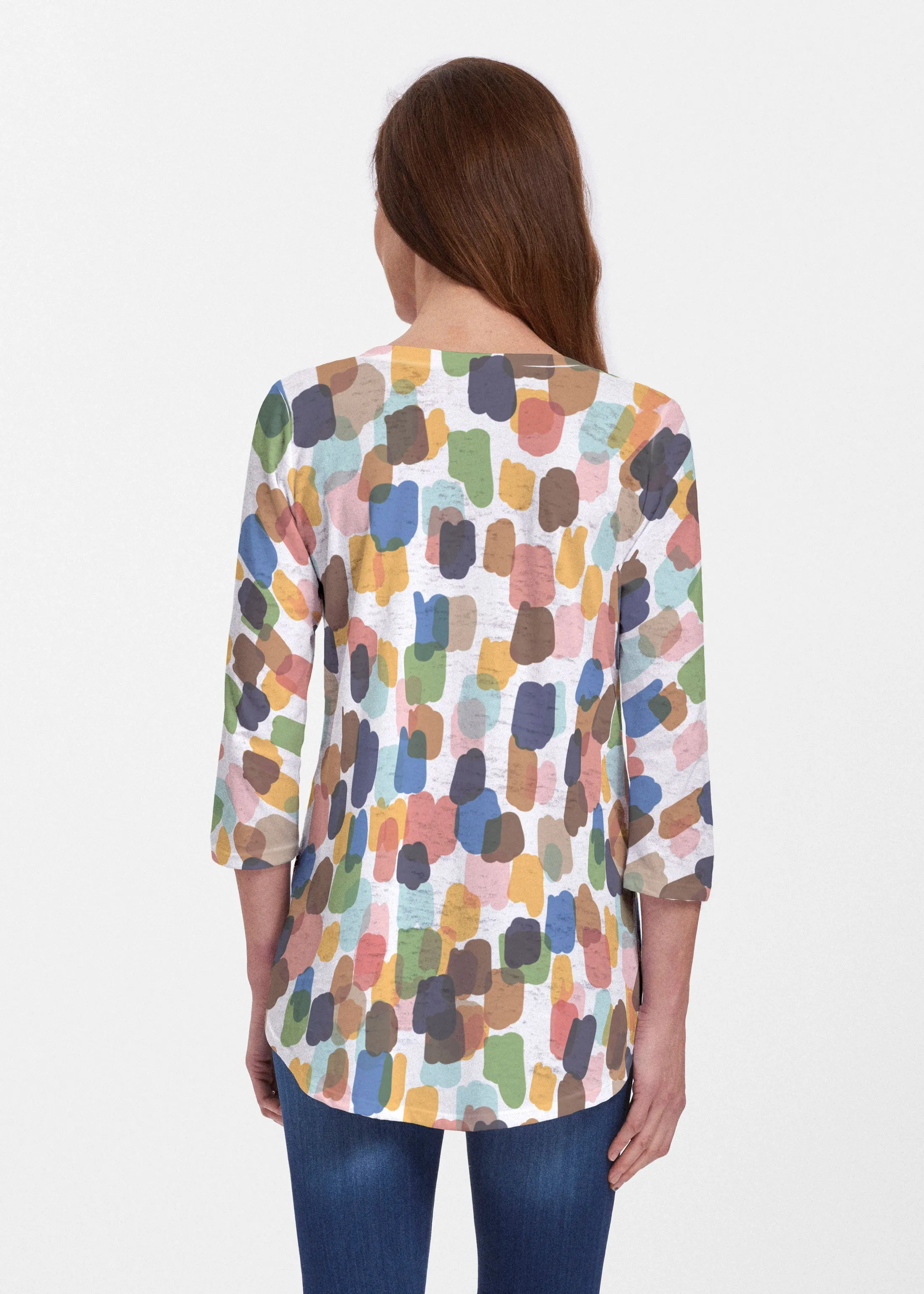 Brushstroke Multi (14293) ~ V-neck Flowy Tunic