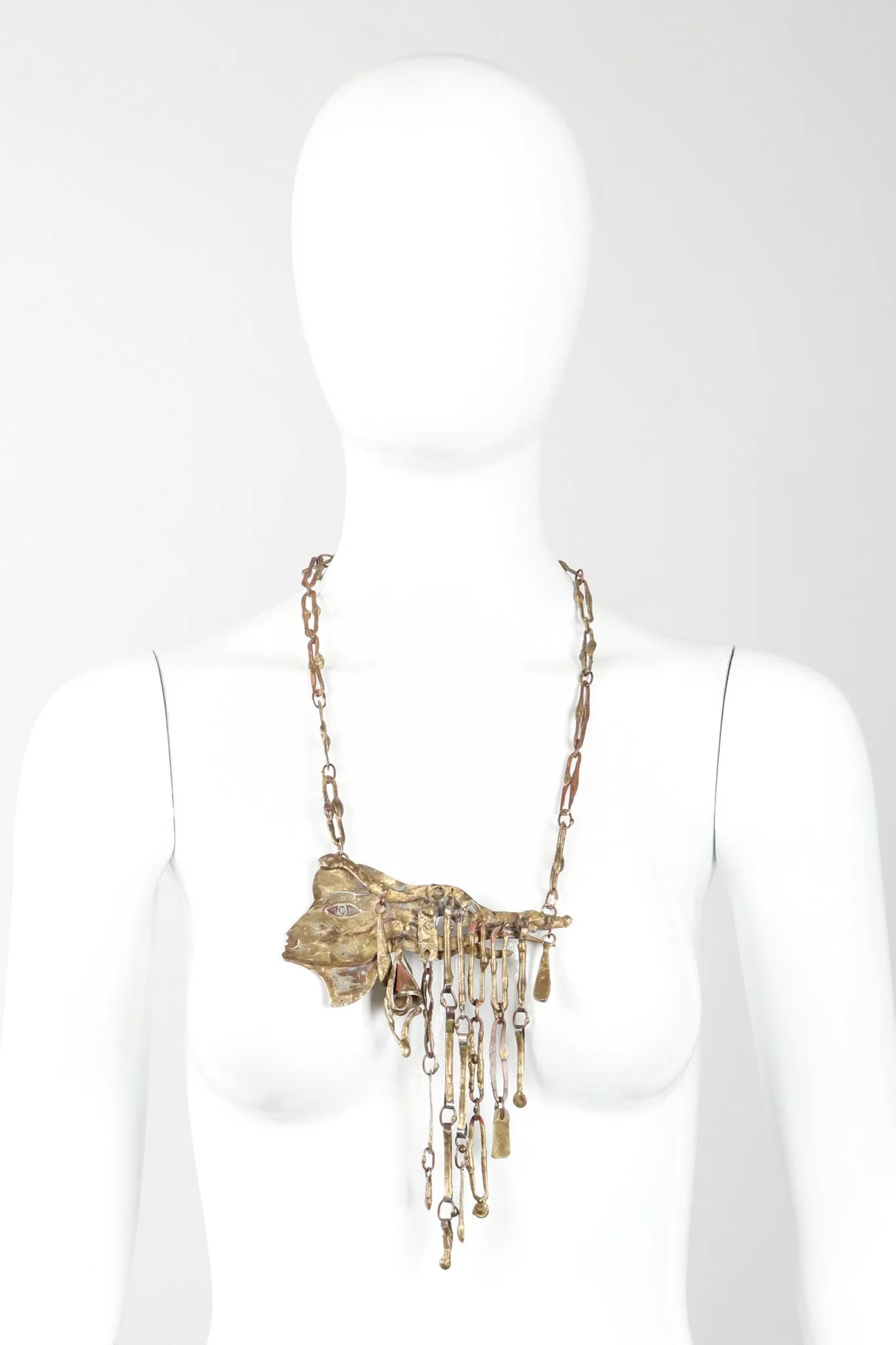 Brutalist Waterfall Face Necklace