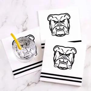 Bulldog Cocktail Napkins White / Black 5"