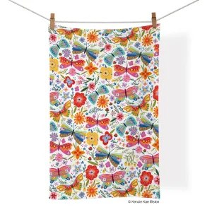 Butterfly Floral 100% Cotton Tea Towel