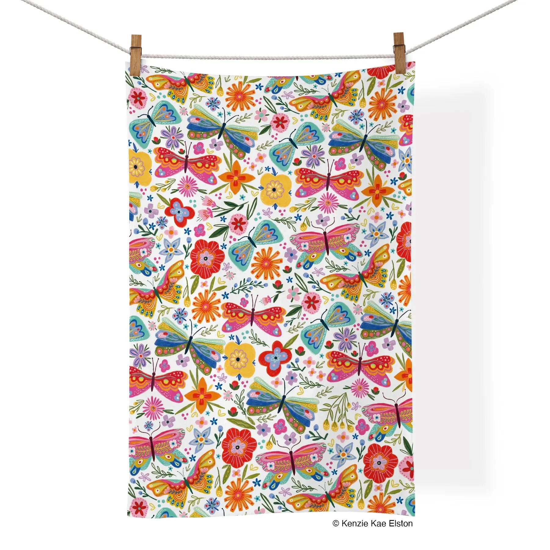 Butterfly Floral 100% Cotton Tea Towel