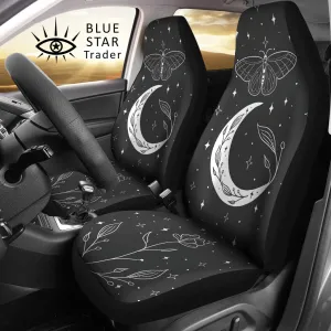 Butterfly Moon Flowers Gray Car Seat Covers (Set of 2)
