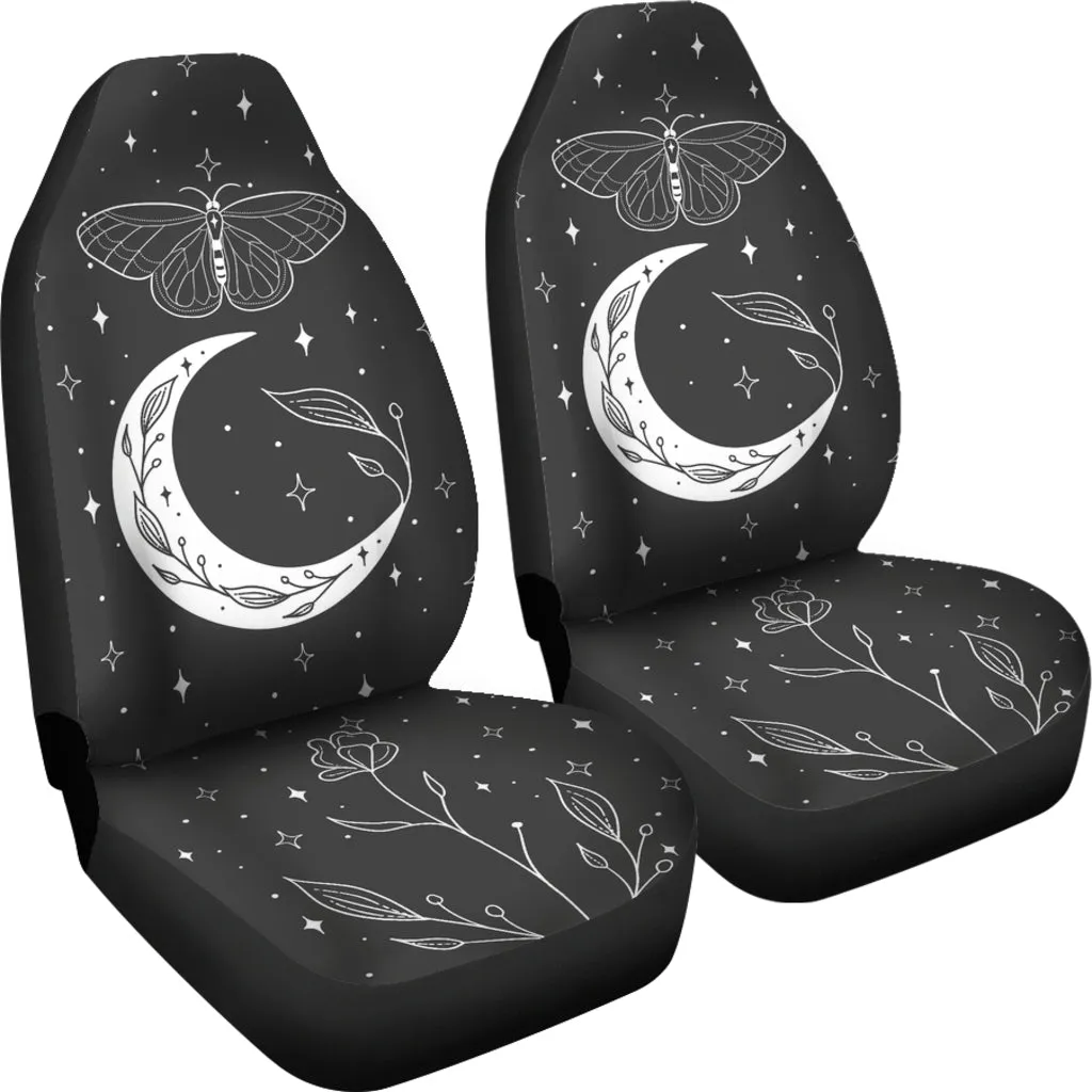 Butterfly Moon Flowers Gray Car Seat Covers (Set of 2)