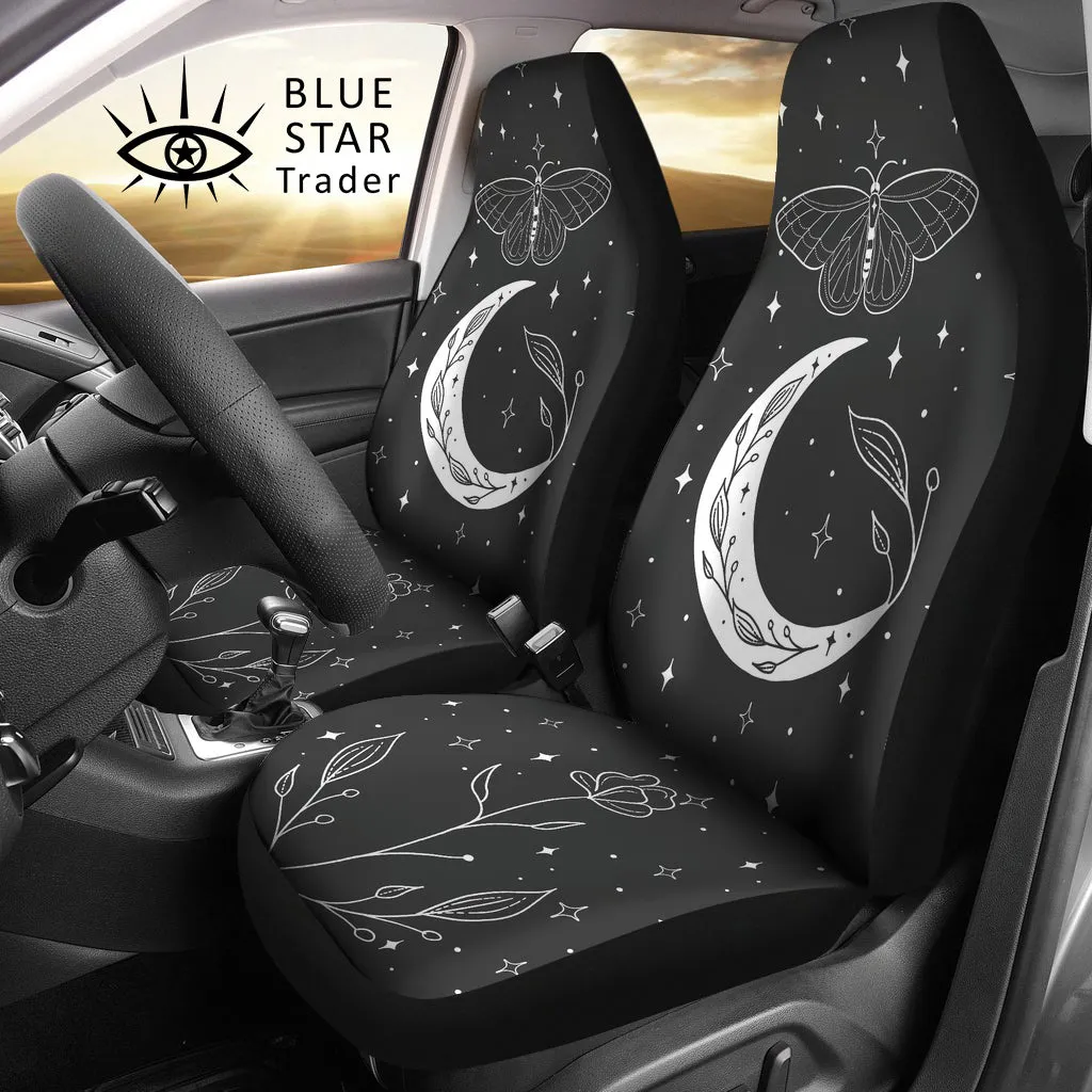 Butterfly Moon Flowers Gray Car Seat Covers (Set of 2)