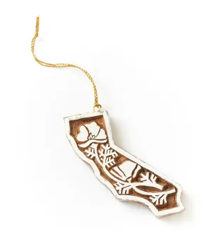 California Poppy Ornament - Hand Carved State Flower