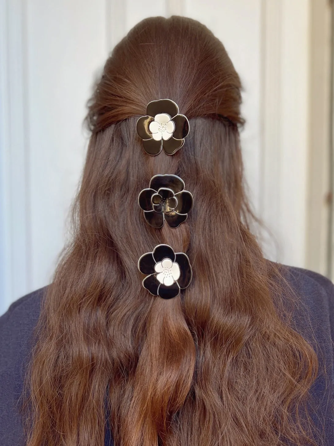 Camellia Black White Hair Tie