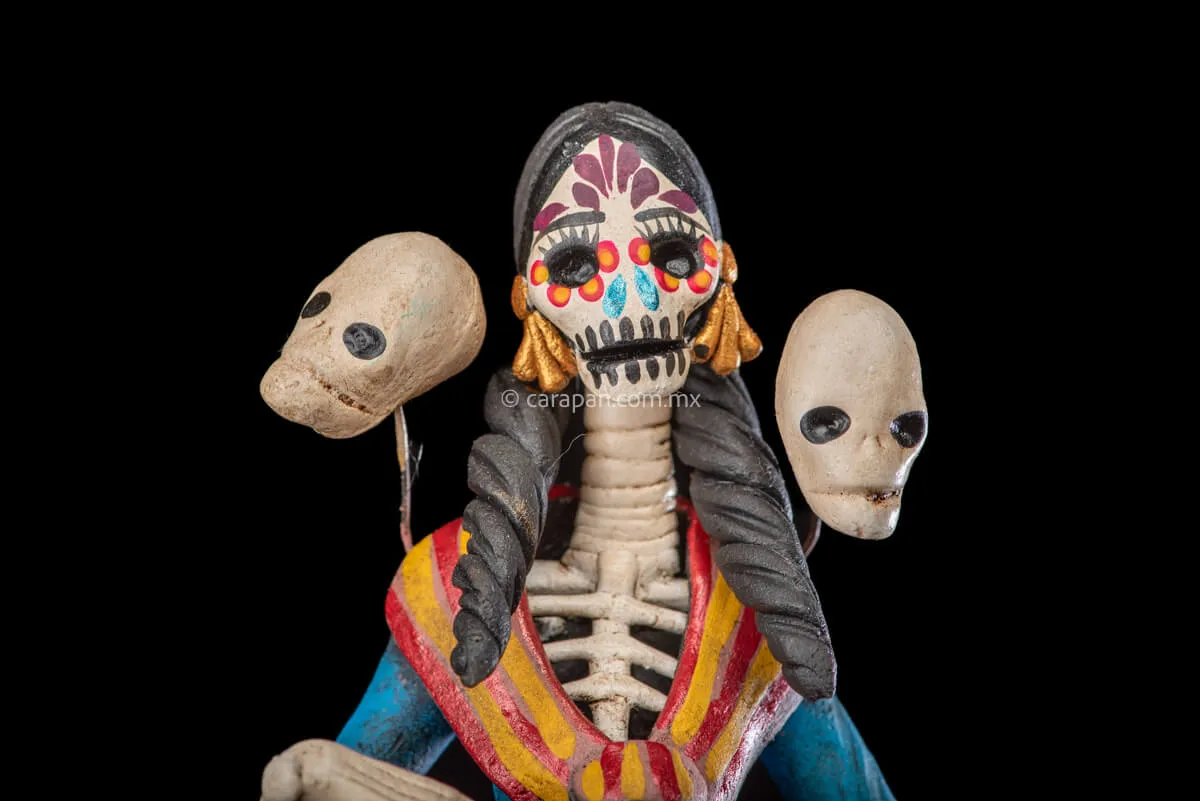 Catrina with Skulls Day of the Dead Clay Sculpture