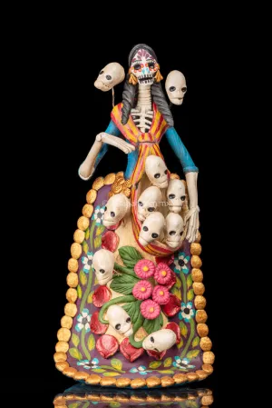 Catrina with Skulls Day of the Dead Clay Sculpture