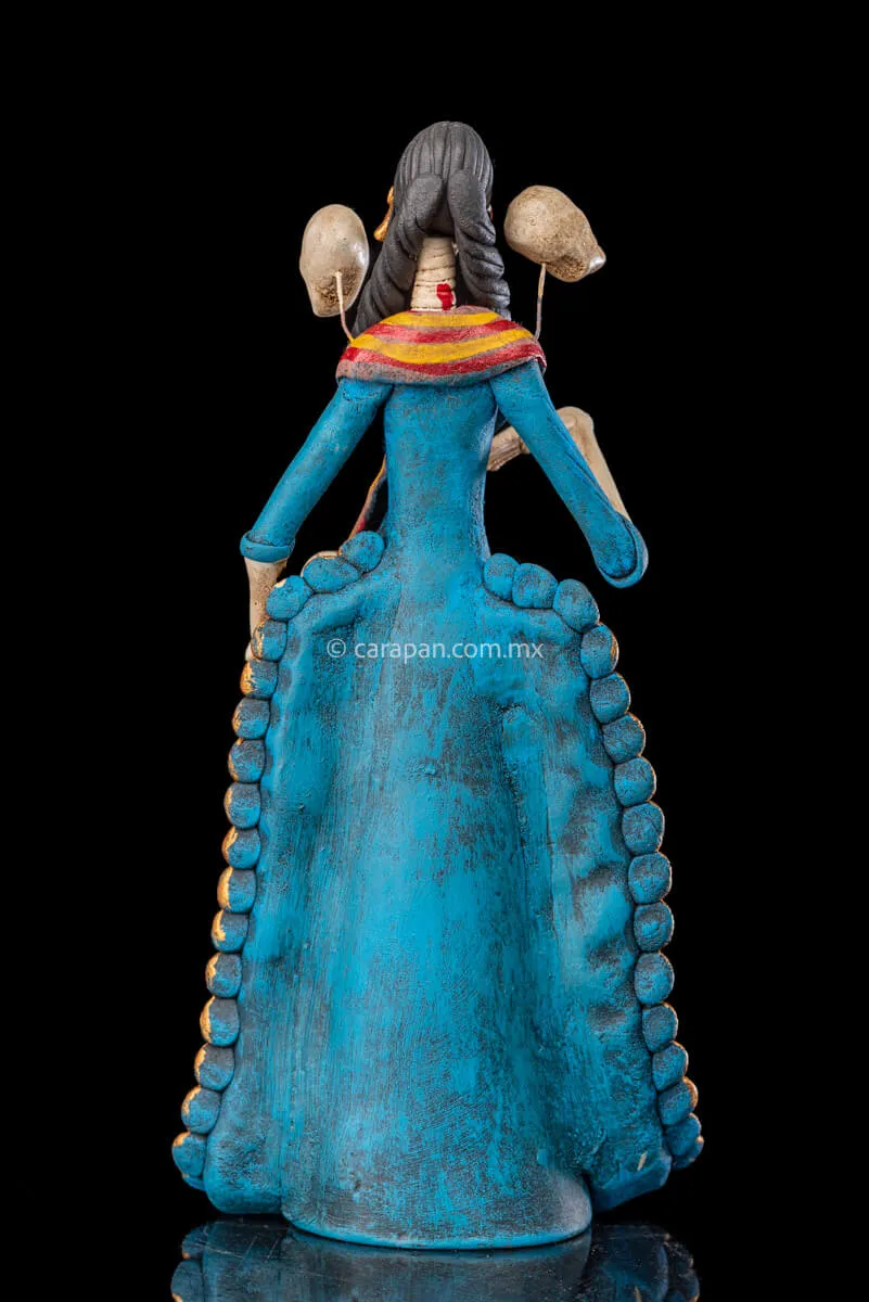 Catrina with Skulls Day of the Dead Clay Sculpture