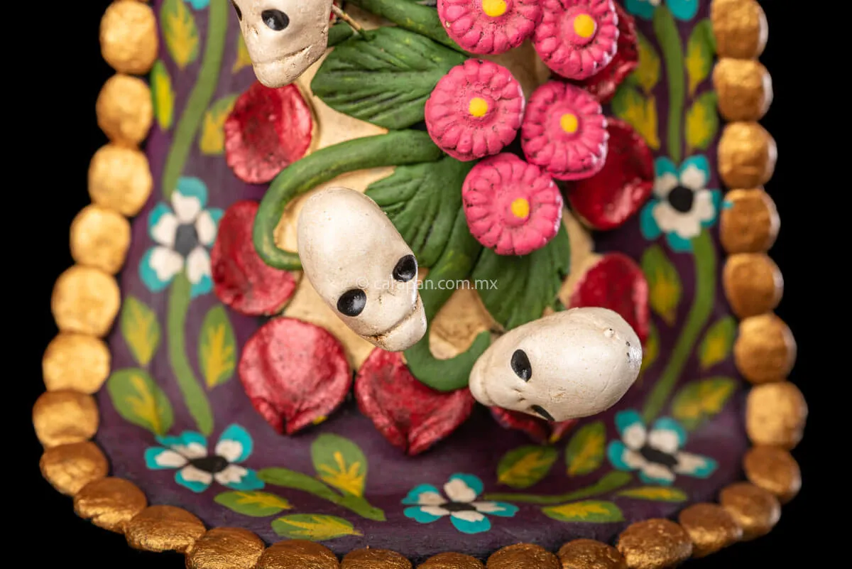 Catrina with Skulls Day of the Dead Clay Sculpture