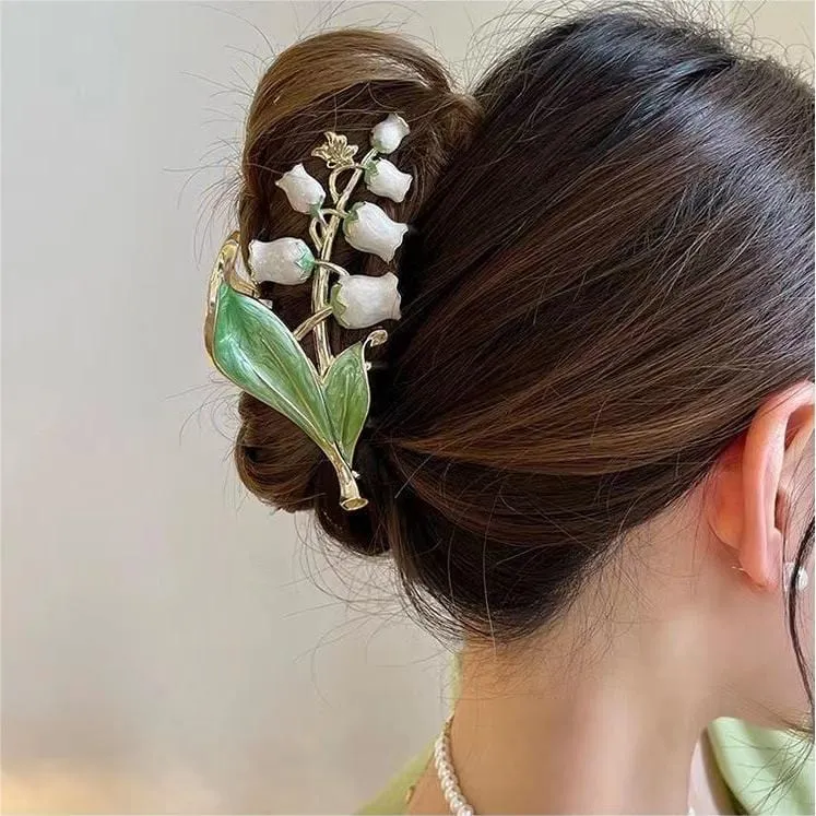 Chic Enamel Lily Of The Valley Hair Claw Clip
