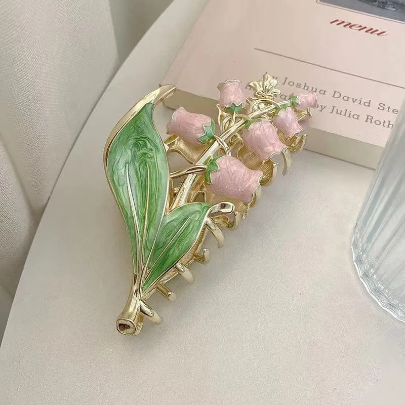 Chic Enamel Lily Of The Valley Hair Claw Clip