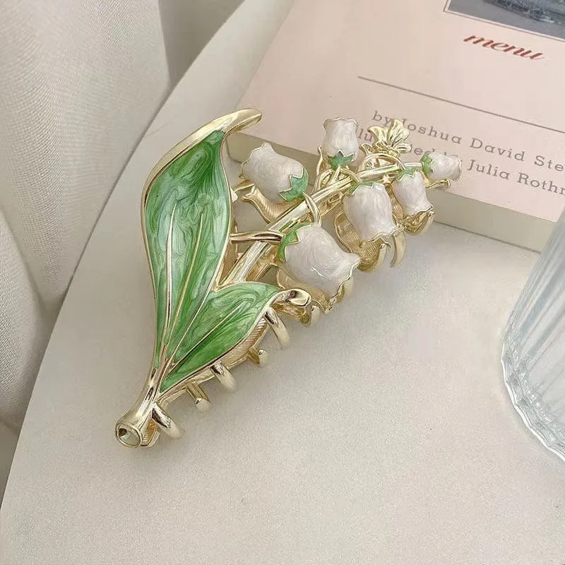Chic Enamel Lily Of The Valley Hair Claw Clip