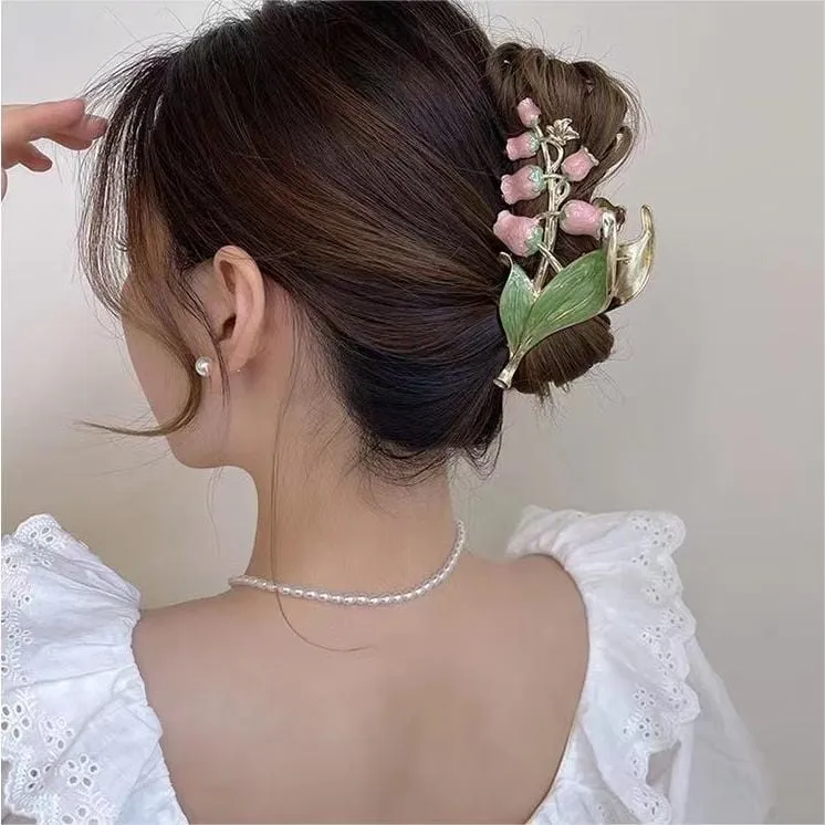 Chic Enamel Lily Of The Valley Hair Claw Clip