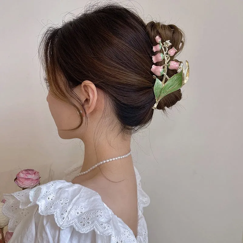 Chic Enamel Lily Of The Valley Hair Claw Clip
