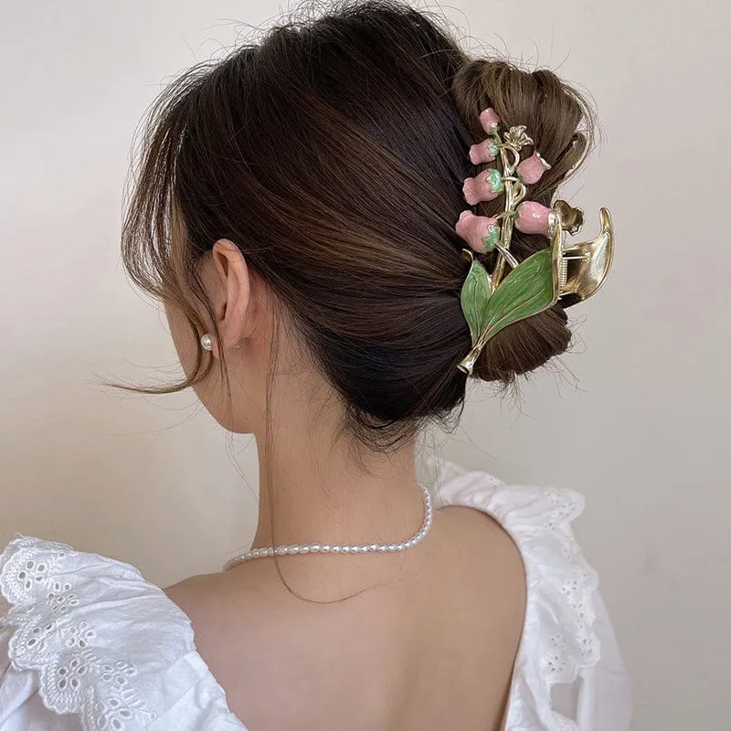 Chic Enamel Lily Of The Valley Hair Claw Clip