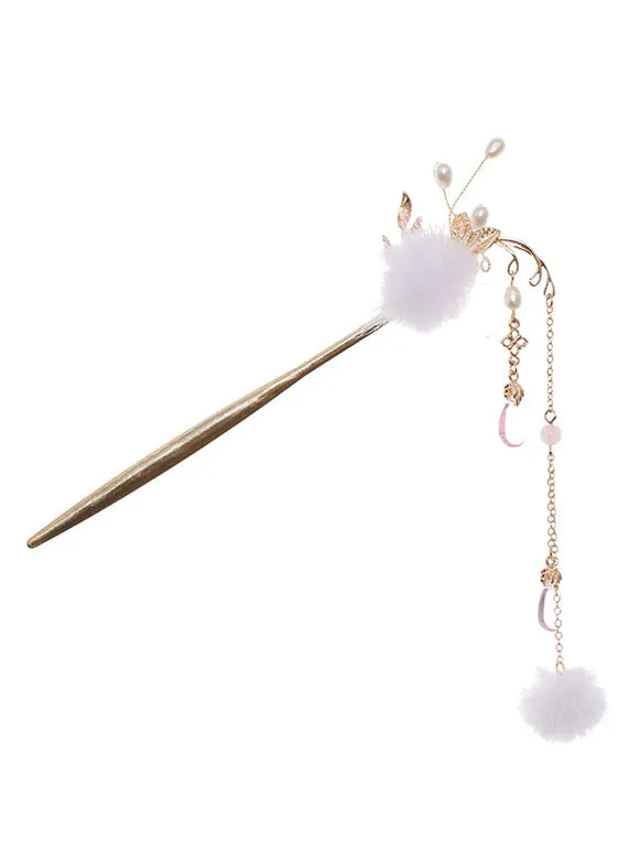 Chinese style Lolita Headdress Pink Jelly Metal Accessory Fringe Flowers Lolita Hair Accessories