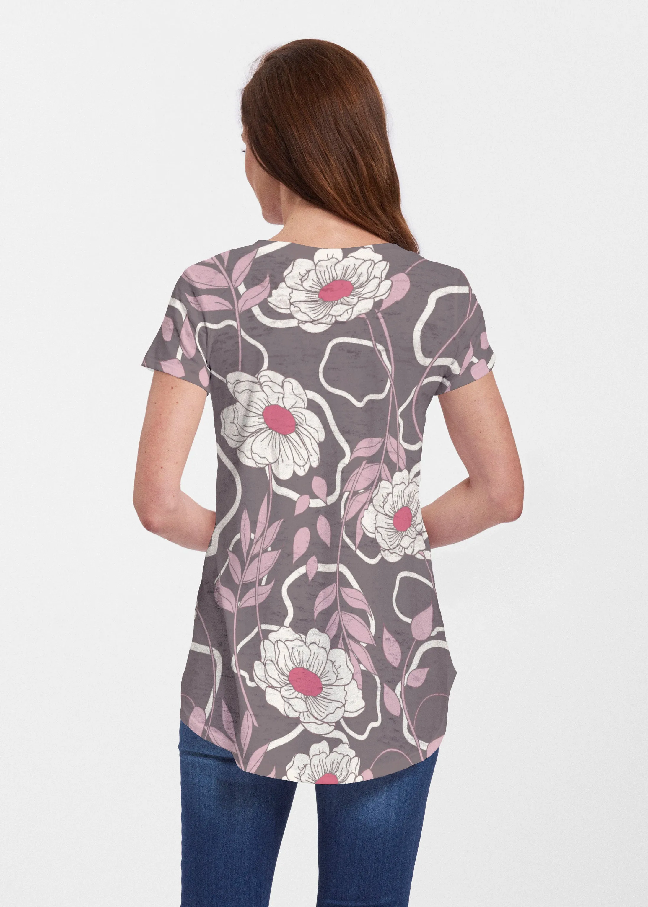 Clarisse (8125) ~ Short Sleeve Scoop Neck Flowy Tunic